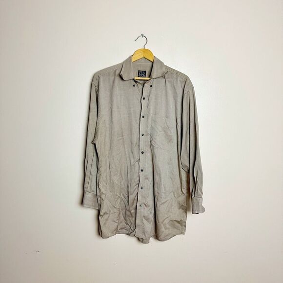 CLEARANCE! Men’s Brown Jos. A. Bank Herringbone Button Down Size XL VGUC - Picture 1 of 6